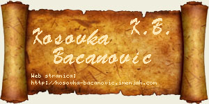 Kosovka Bacanović vizit kartica